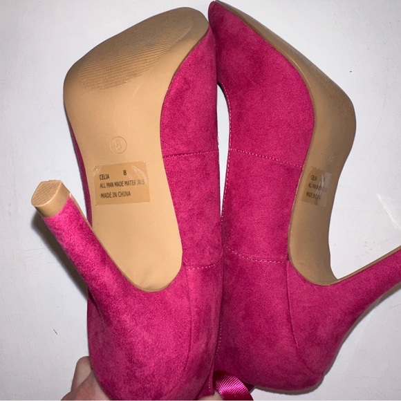 Charolette Russe Hot Pink Suede Lace-up Ribbon Heels Size:8 (Never Worn) - Picture 6 of 7